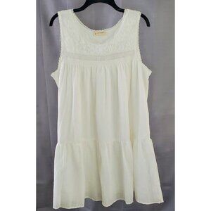 Lucky Brand White Boho Sleeveless Tunic Dress – Flowy & Feminine Summer Outfit L